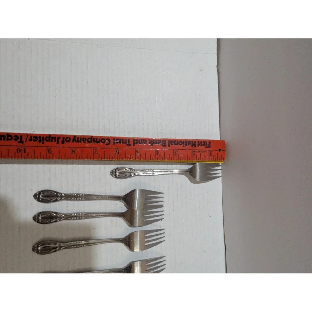 National Stainless Japan Floral Salad Forks Set of 5 Silver Tone Flatware 6.25in